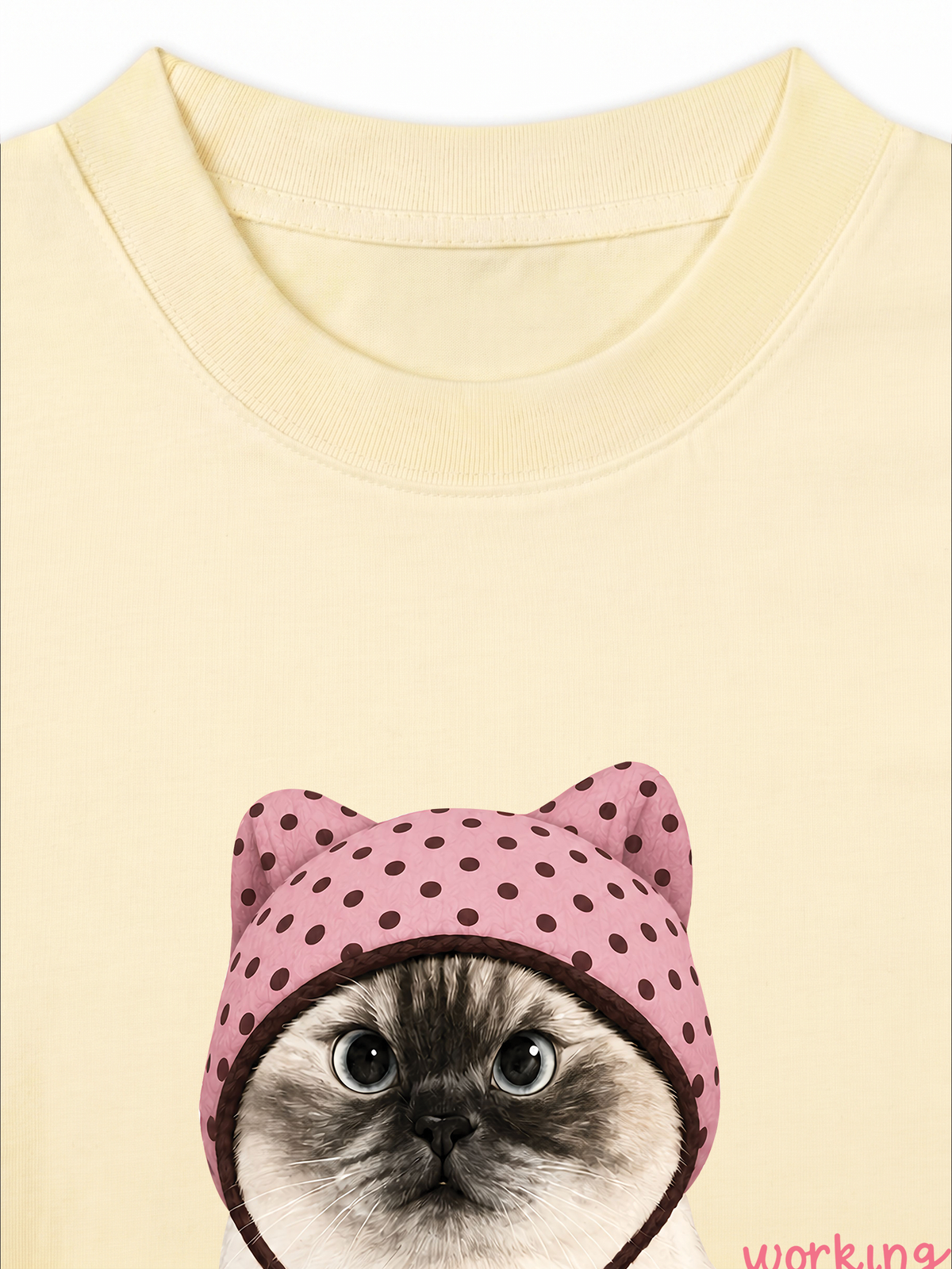 Áo Thun Relaxed Fit Working O'ttreats Pink Meow