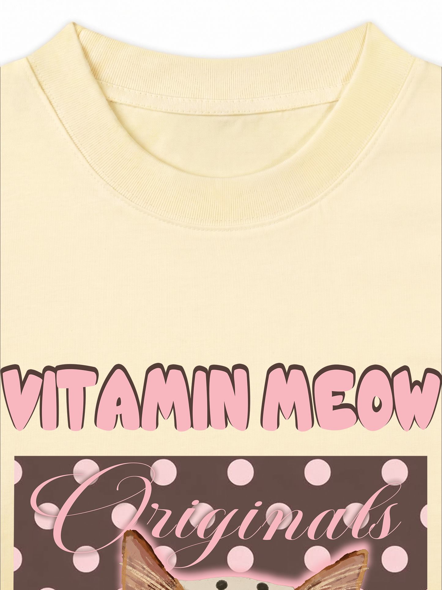 Áo Thun Relaxed Fit  Pink Dotty Vitamin Meow