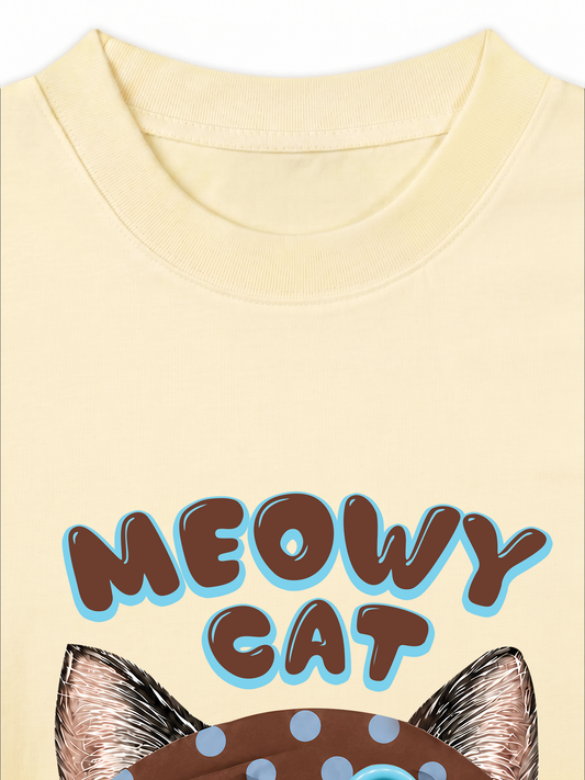 Áo Thun Relaxed Fit  Meowy Cat Brown