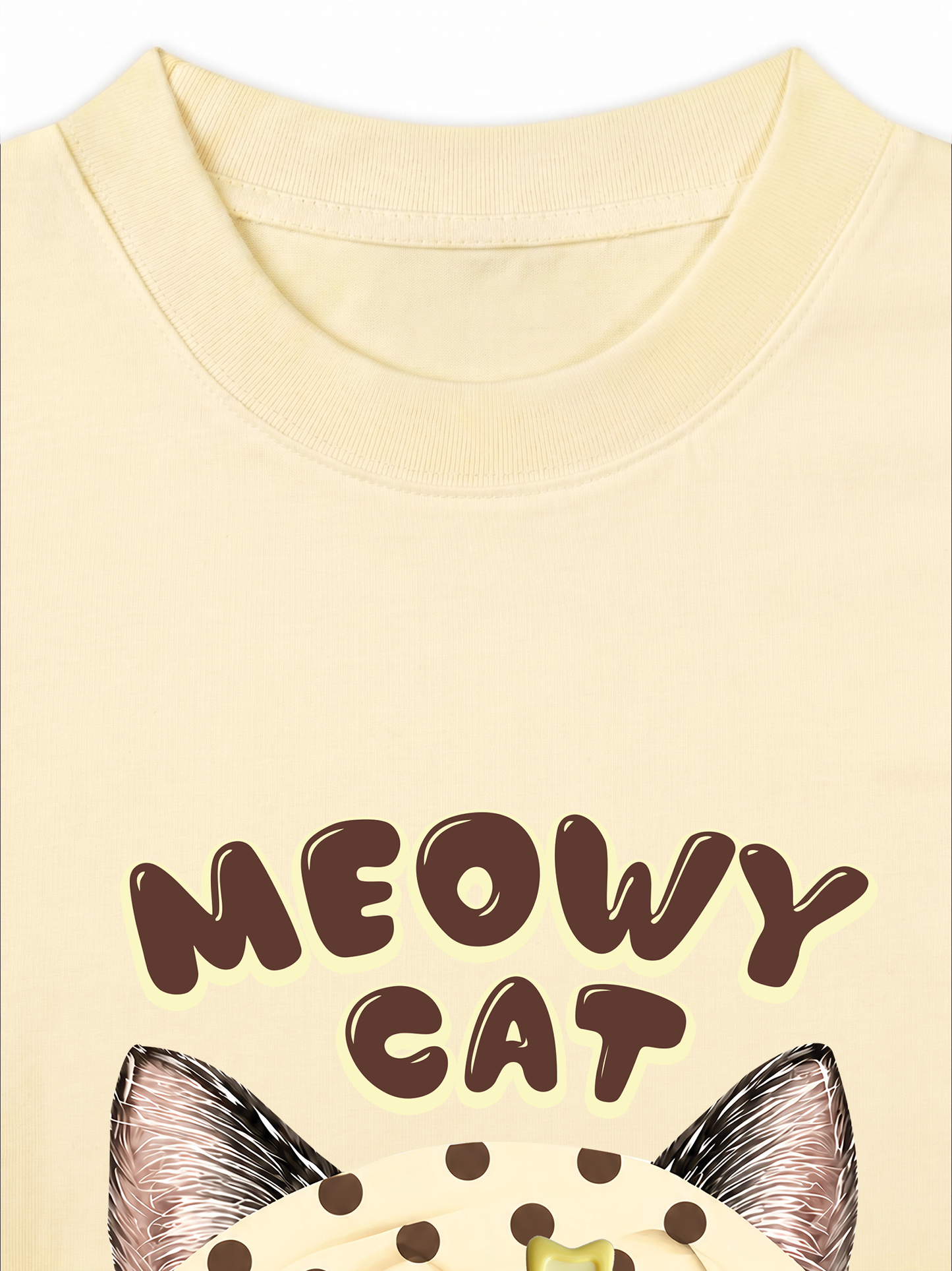 Áo Thun Relaxed Fit  Meowy Cat Cream