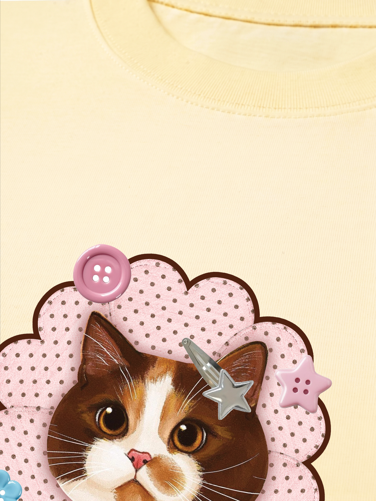 Áo Thun Relaxed Fit Cute Pink Flower Cat