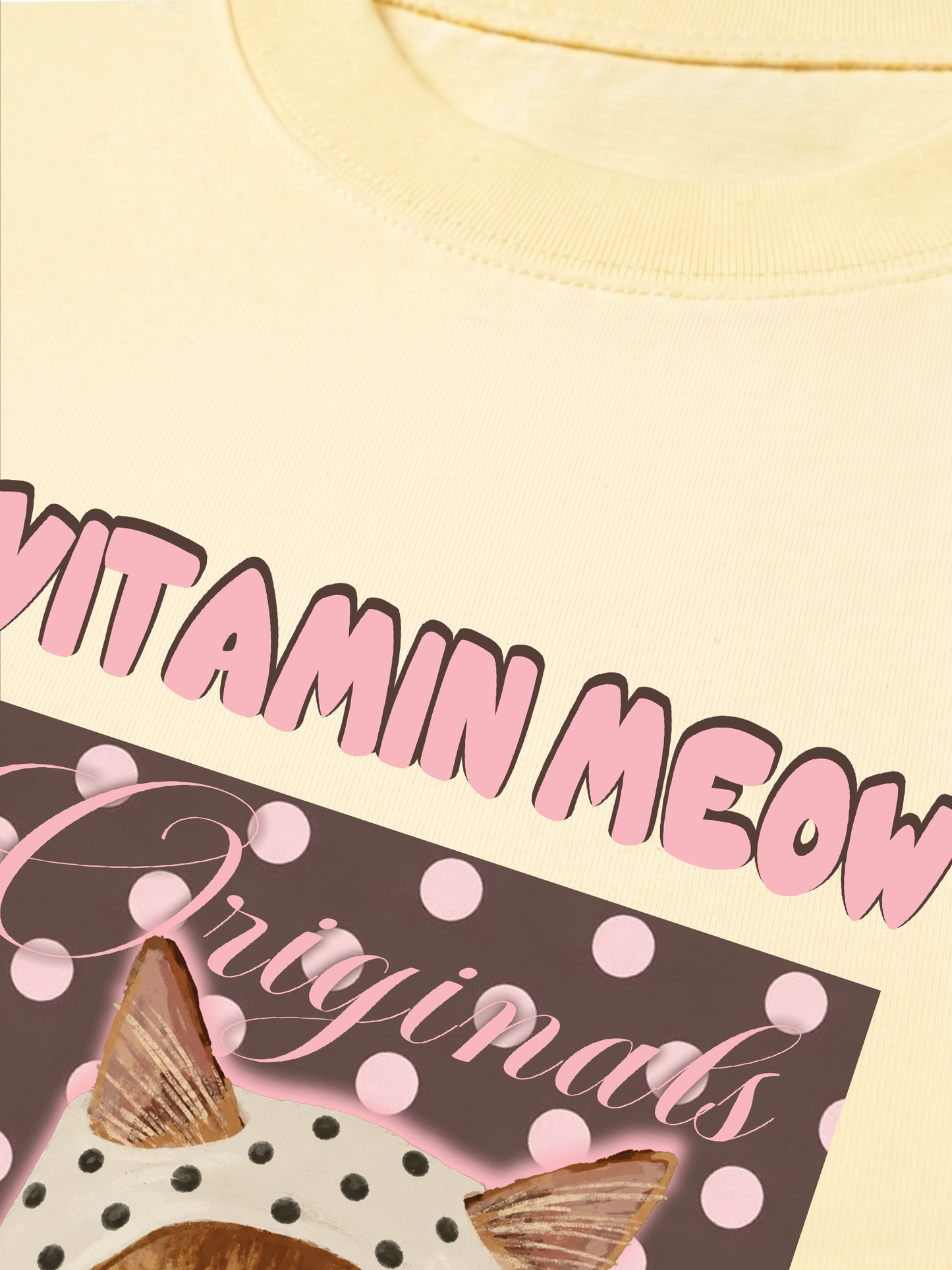 Áo Thun Relaxed Fit  Pink Dotty Vitamin Meow