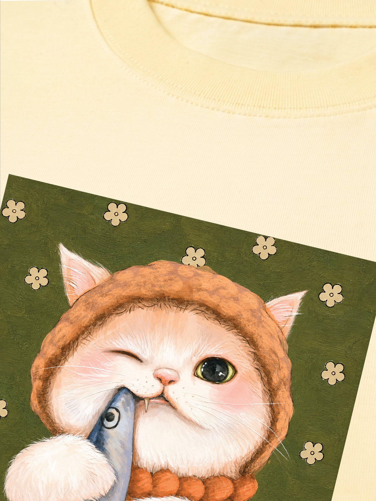 Áo Thun Relaxed Fit Green Fish Meow trước