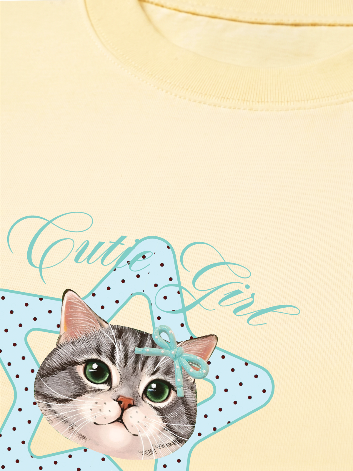 Áo Thun Relaxed Fit Cutie Girl Blue Tiffany