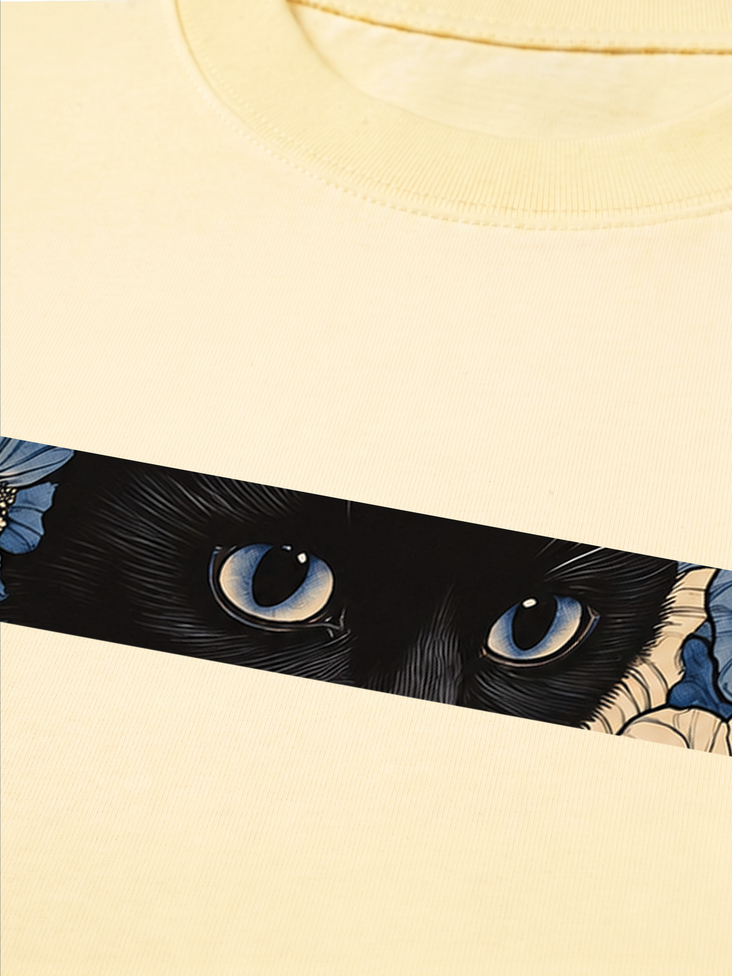 Áo Thun Relaxed Fit Blue Flower Cat
