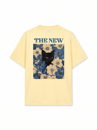 Áo Thun Relaxed Fit Blue Flower Cat