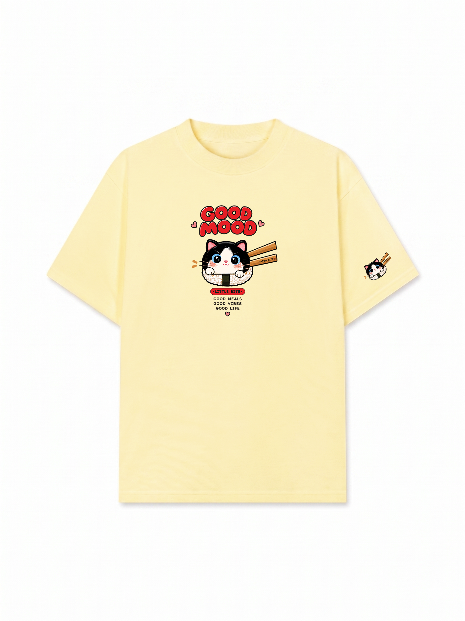 Áo Thun Relaxed Fit Good Mood Sushi Cat