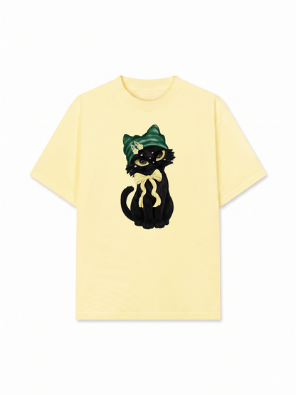 Áo Thun Relaxed Fit Black Cat Girl