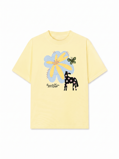 Áo Thun Relaxed Fit Flower With Horse