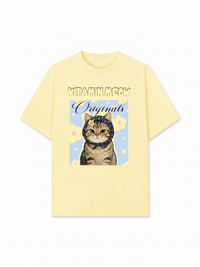 Áo Thun Relaxed Fit Cutie Vitamin Meow Yellow Flower