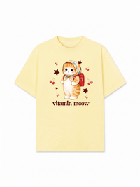Áo Thun Relaxed Fit Pickleball Girl Meow Vitamin Meow Go School