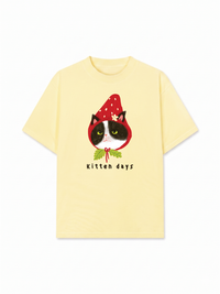 Áo Thun Relaxed Fit Strawberry Meow Kitten Day