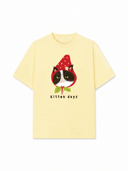 Áo Thun Relaxed Fit Strawberry Meow Kitten Day