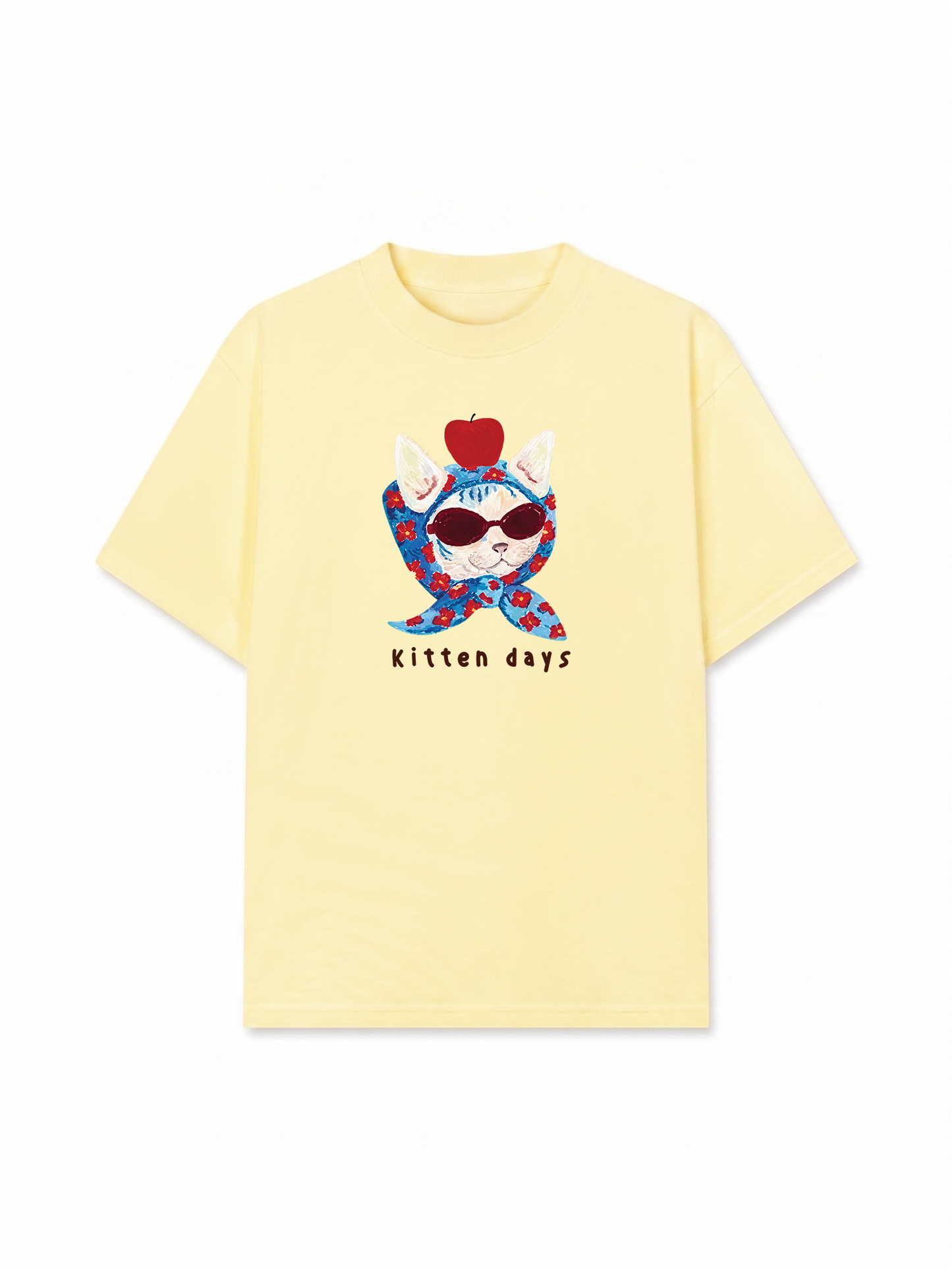 Áo Thun Relaxed Fit Kitten Day Meow With Apple