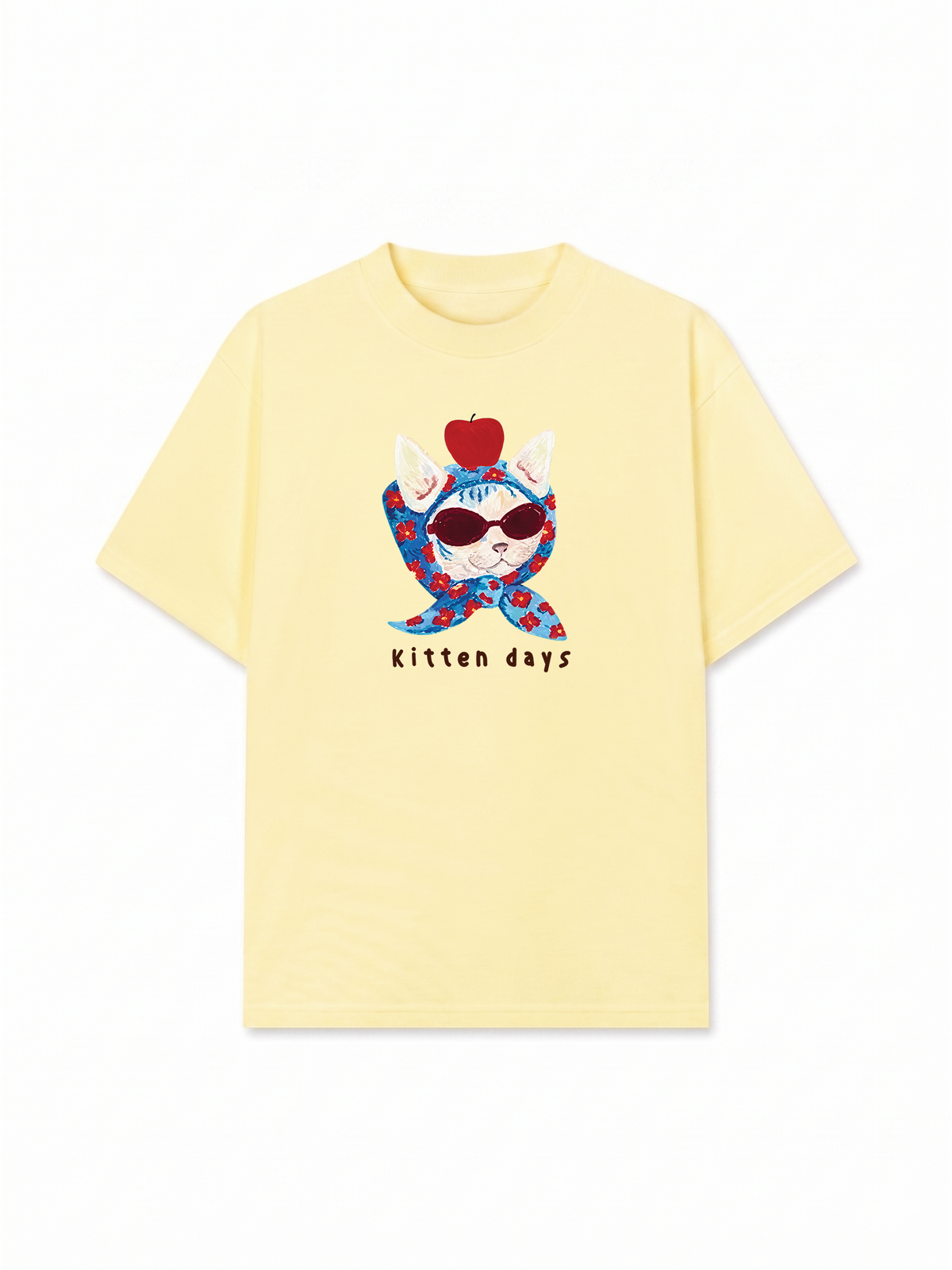 Áo Thun Relaxed Fit Kitten Day Meow With Apple