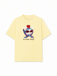 Áo Thun Relaxed Fit Kitten Day Meow With Apple