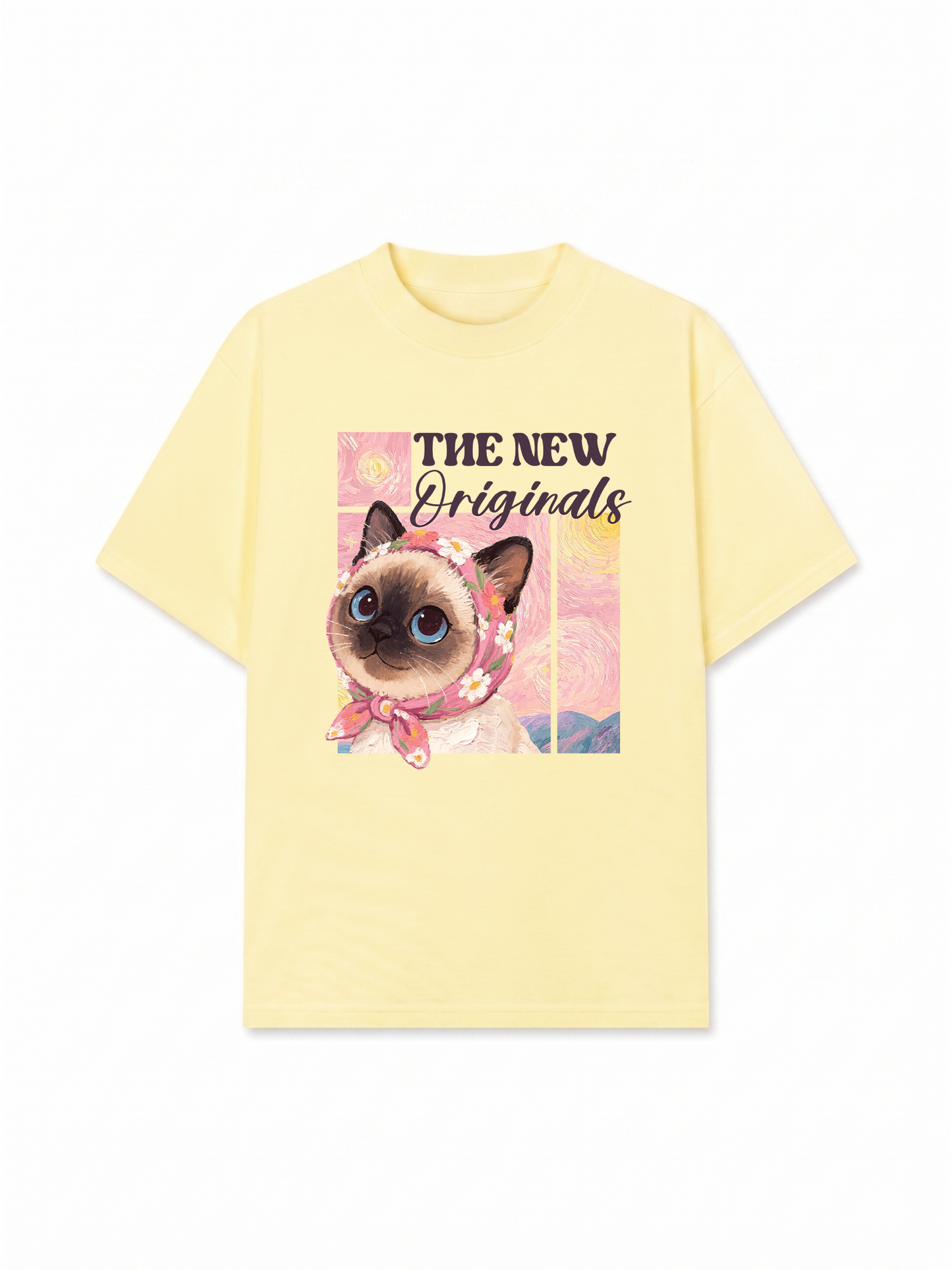 Áo Thun Relaxed Fit Pink Flower Cat