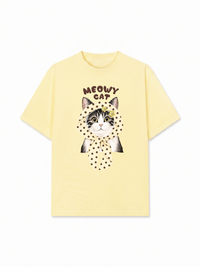 Áo Thun Relaxed Fit  Meowy Cat Cream