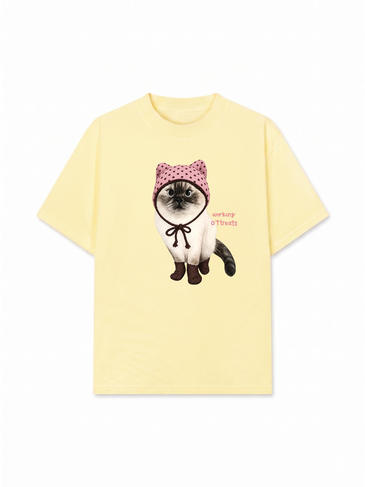 Áo Thun Relaxed Fit Working O'ttreats Pink Meow