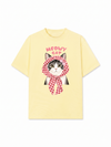 Áo Thun Relaxed Fit Meowy Cat Pink Plaid
