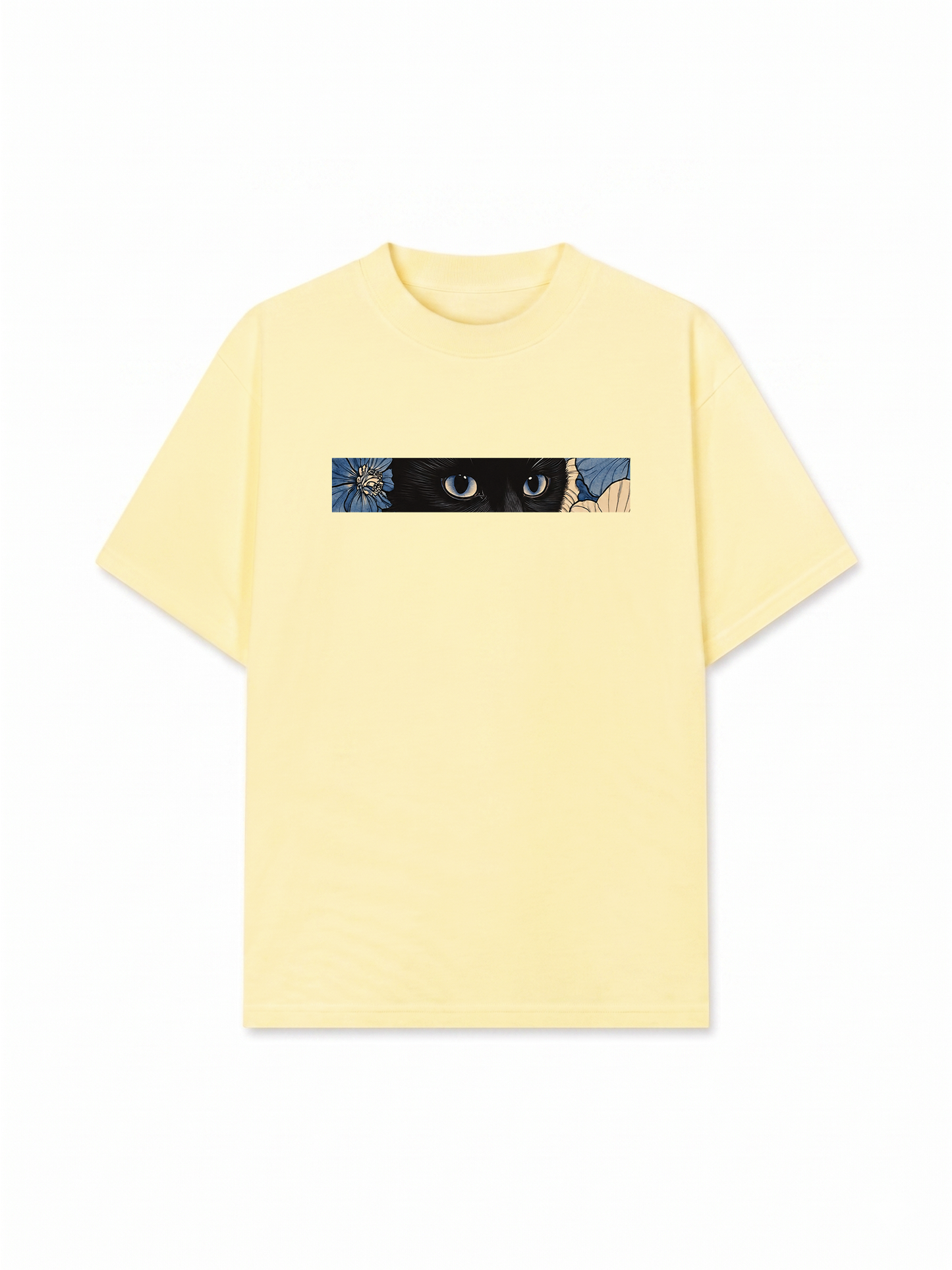 Áo Thun Relaxed Fit Blue Flower Cat
