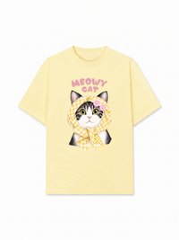 Áo Thun Relaxed Fit Meowy Cat Yellow Plaid