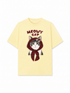 Áo Thun Relaxed Fit Meowy Cat Red Xmas Plaid
