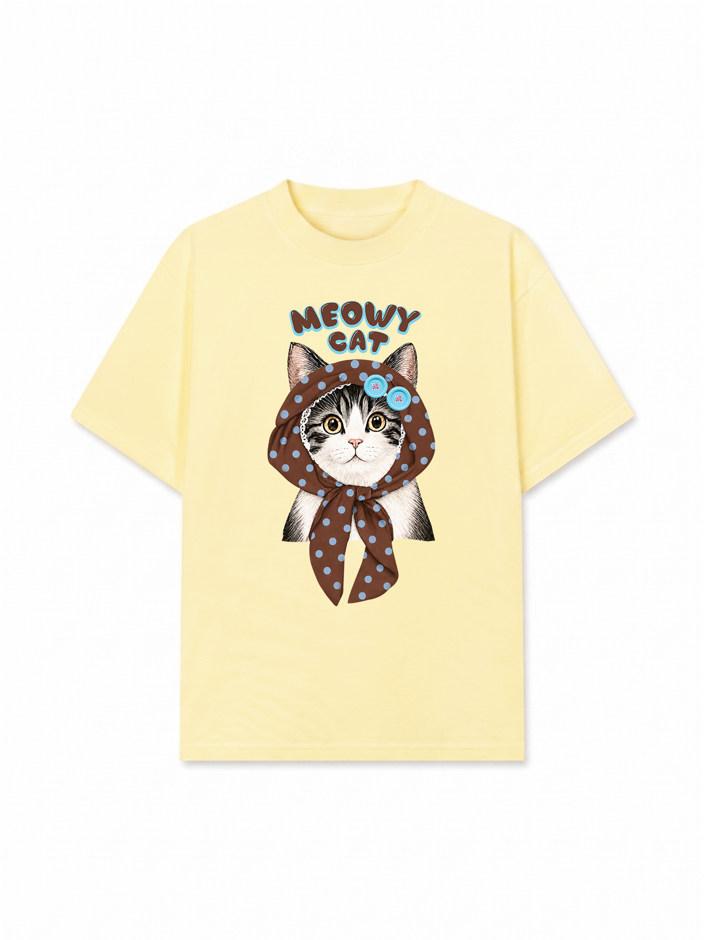 Áo Thun Relaxed Fit  Meowy Cat Brown