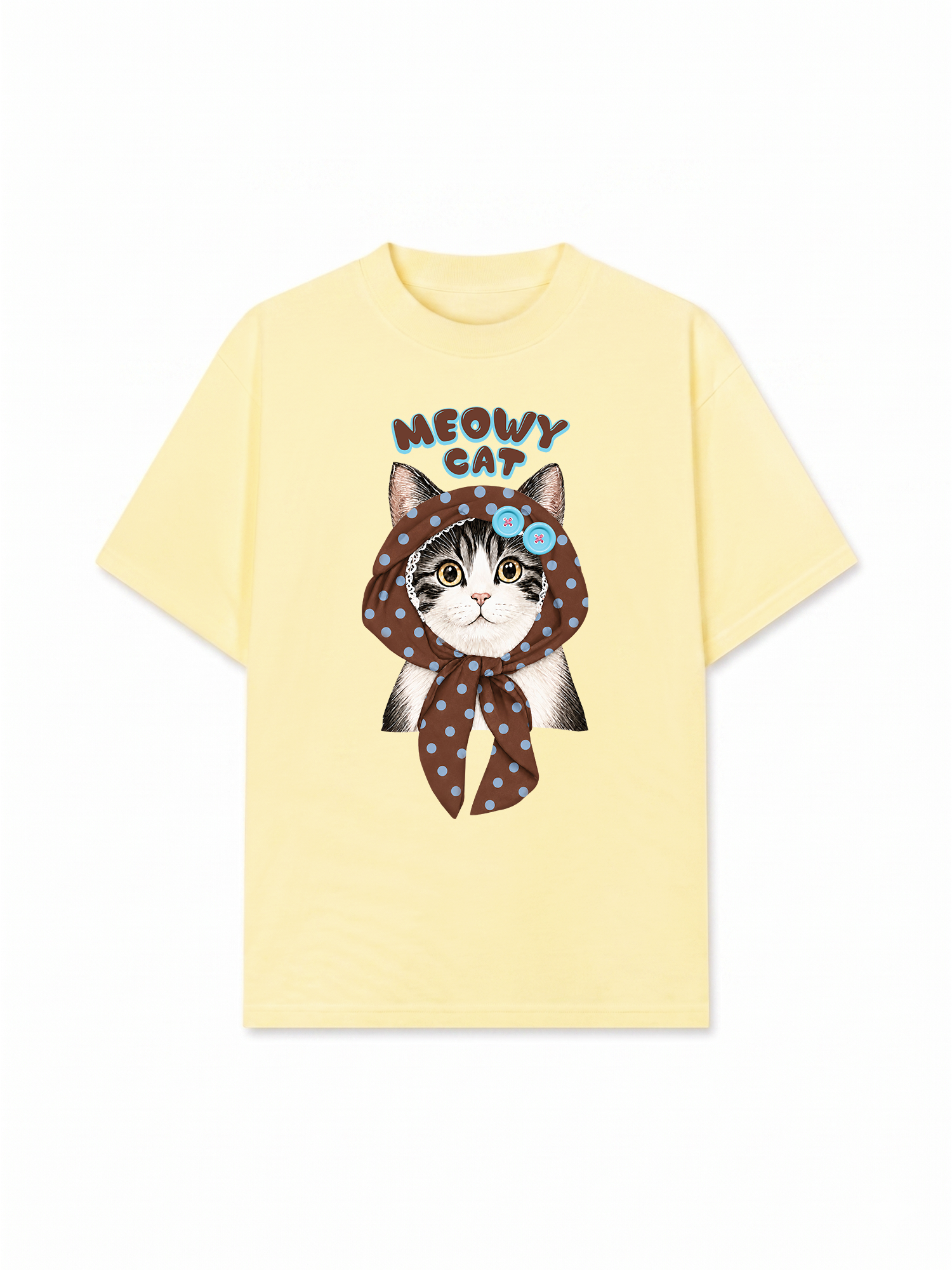 Áo Thun Relaxed Fit  Meowy Cat Brown