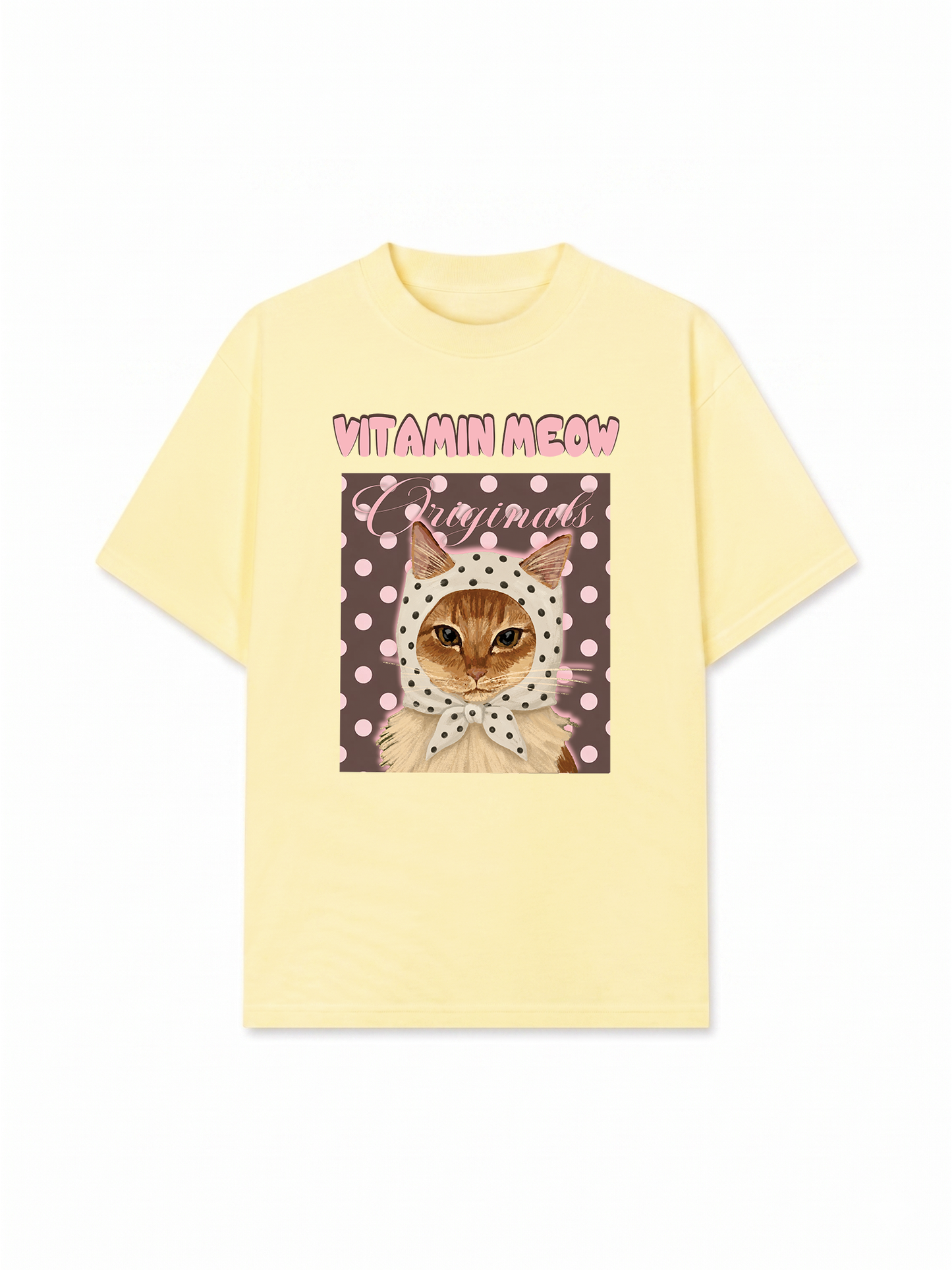 Áo Thun Relaxed Fit  Pink Dotty Vitamin Meow