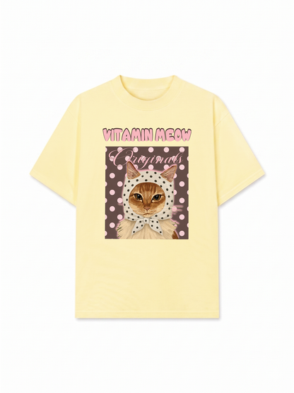 Áo Thun Relaxed Fit  Pink Dotty Vitamin Meow