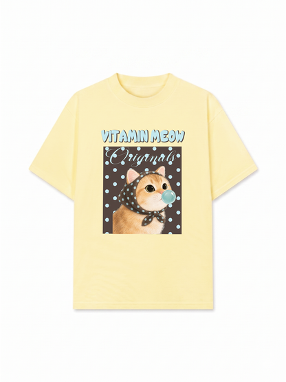 Áo Thun Relaxed Fit Vitamin Meow Blue Tiffany