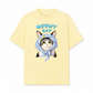 Áo Thun Relaxed Fit Blue Plaid Meowy Cat