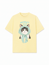 Áo Thun Relaxed Fit Meowy Cat Blue Tiffany Dots