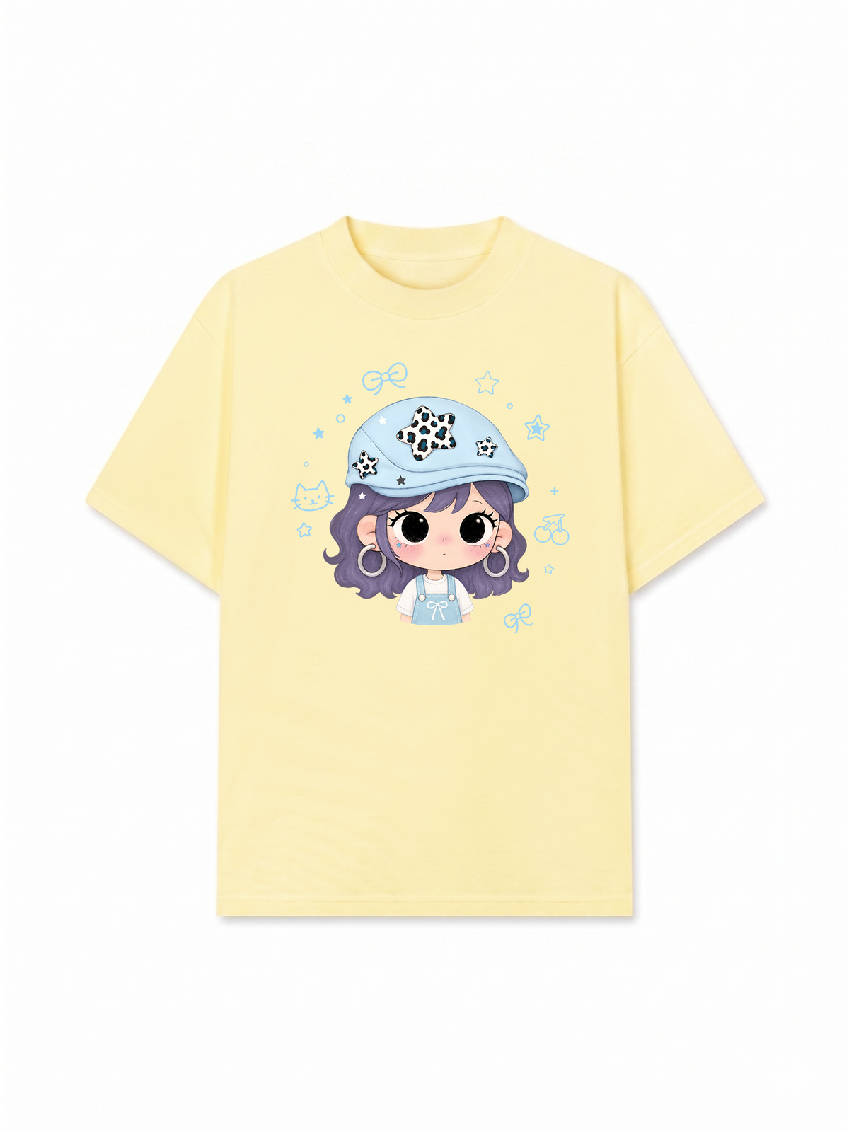 Áo Thun Relaxed Fit Beret Hat Girl