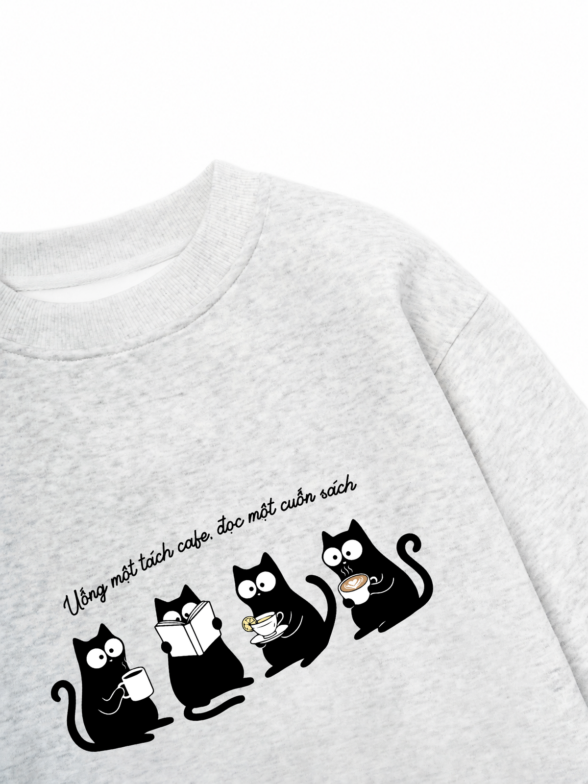 Áo Sweater Nỉ Hai Da Uống Một Tách Cafe Đọc 1 Cuốn Sách