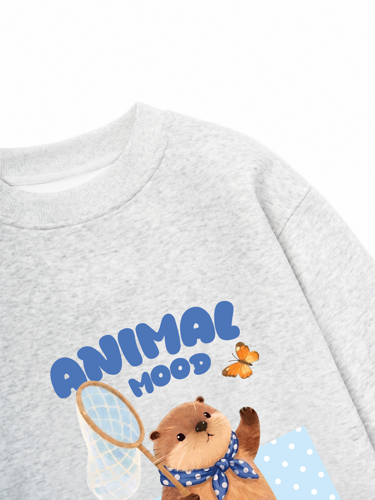 Áo Sweater Nỉ Hai Da Animal Beaver Catches Butterflies