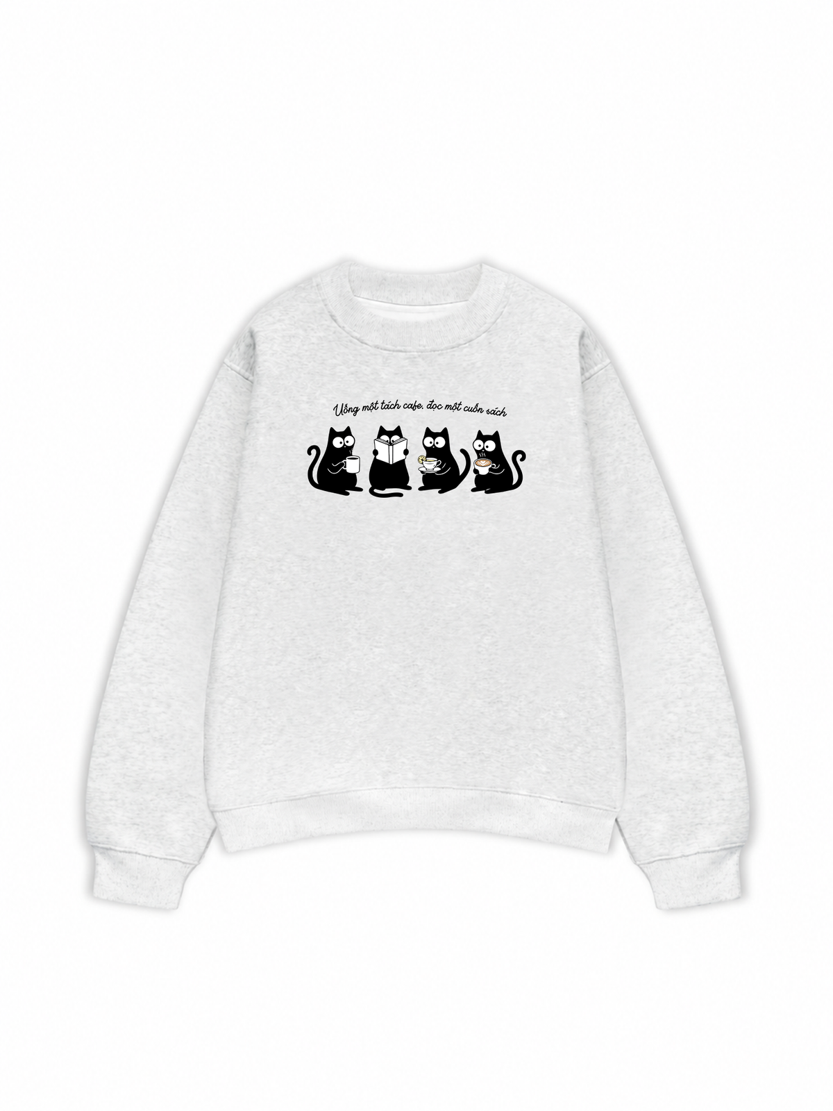 Áo Sweater Nỉ Hai Da Uống Một Tách Cafe Đọc 1 Cuốn Sách