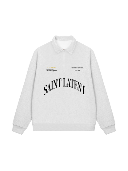 Áo Sweater Polo Nỉ Hai Da  Saint Latent Old Money