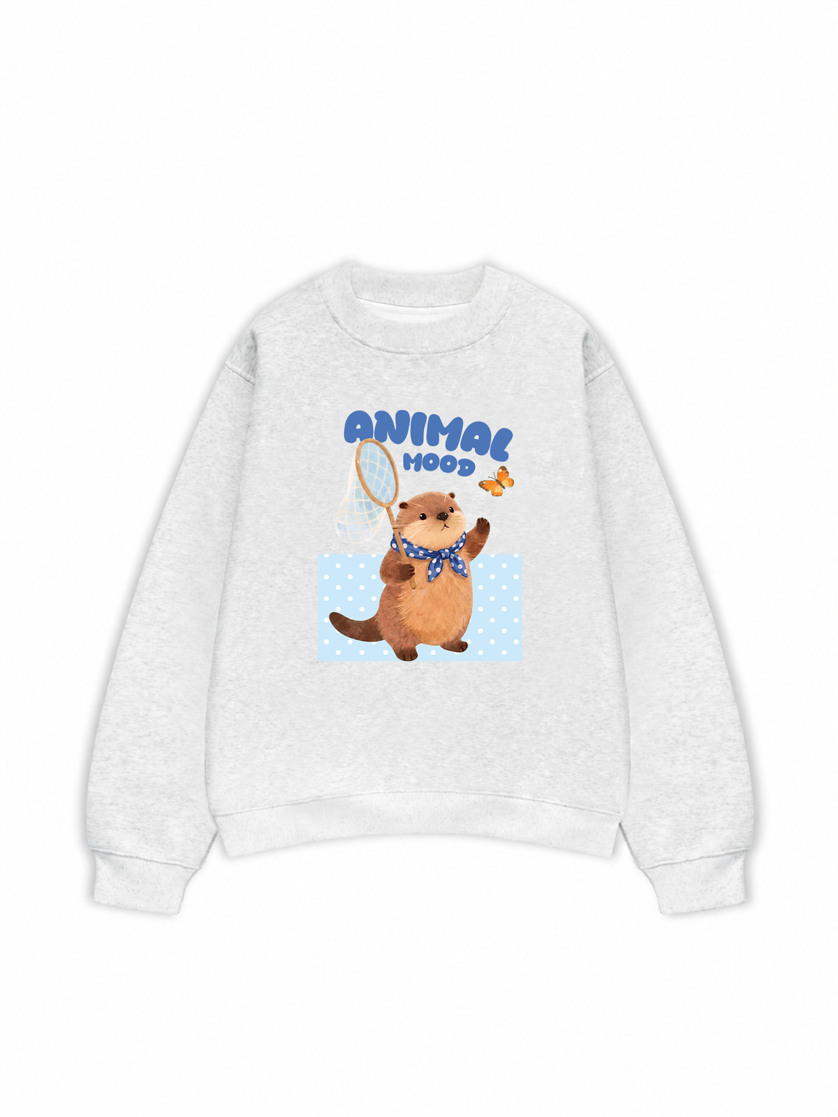 Áo Sweater Nỉ Hai Da Animal Beaver Catches Butterflies