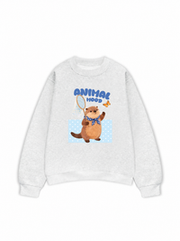 Áo Sweater Nỉ Hai Da Animal Beaver Catches Butterflies
